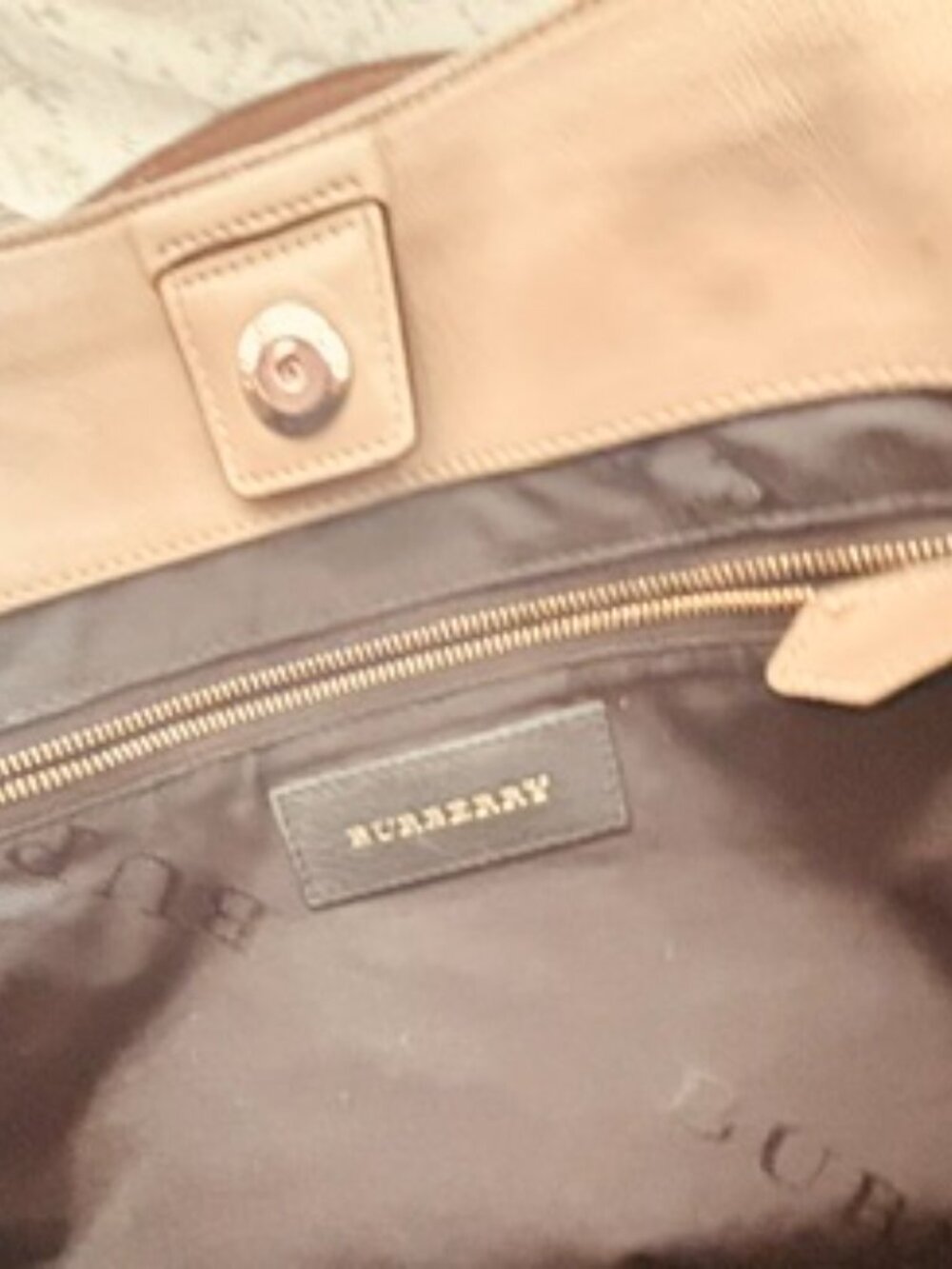 Authentic Pre Owned Burberry Clarborough Taupe/Brown Large Tote - Picture 12 of 14